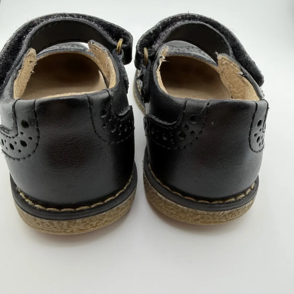 Footmate Kids Black Leather Mary‎ Jane Shoes Wingtip Arch Support Wide Size 7